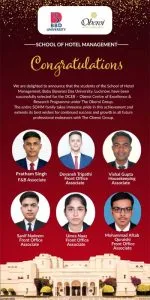 Final Year Student Placement in The Oberoi Group of Hotels